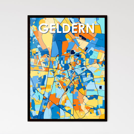 GELDERN GERMANY Vibrant Colorful Art Map Poster Blue Orange