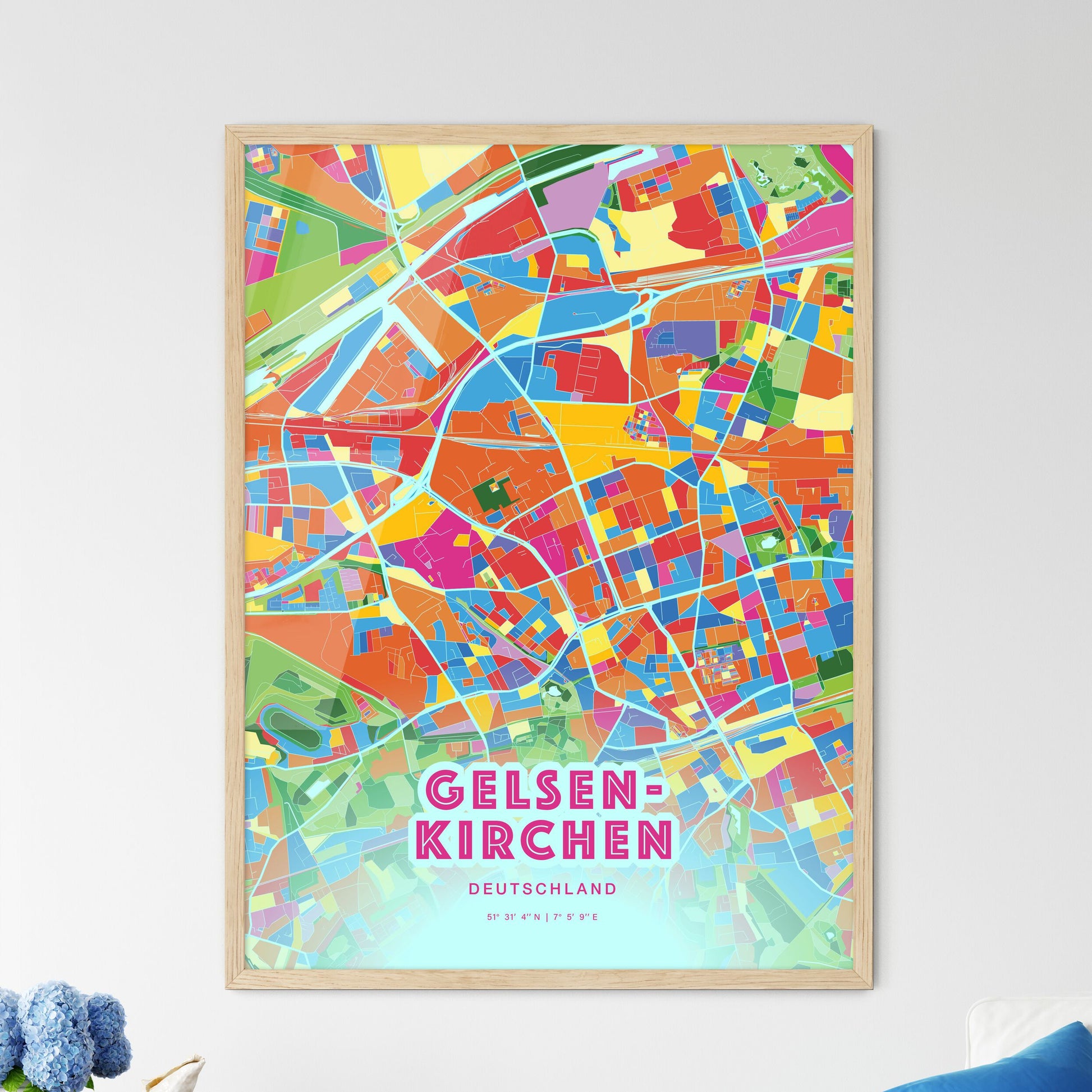 Colorful Gelsenkirchen Germany Fine Art Map Crazy Colors