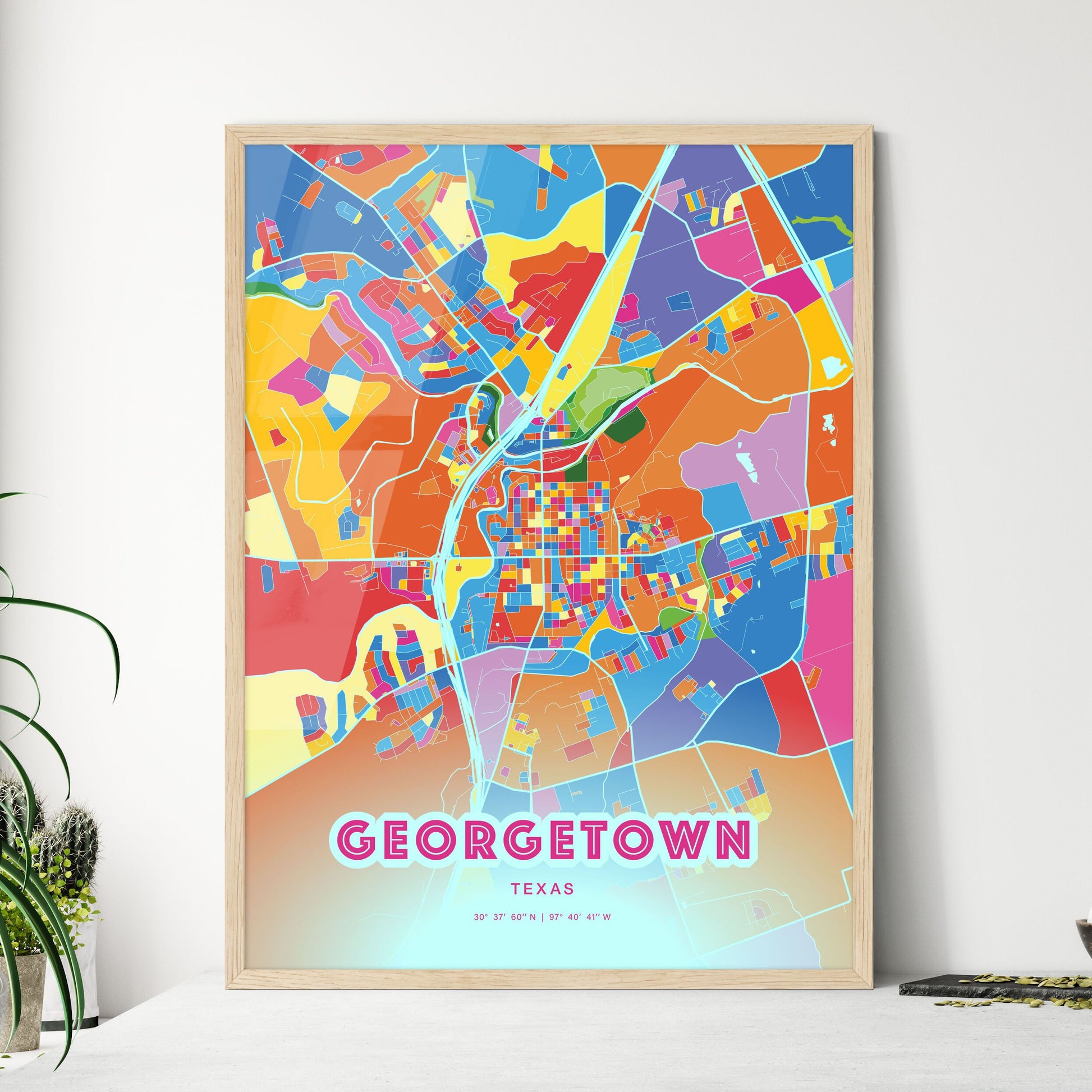 Colorful Georgetown Texas Fine Art Map Crazy Colors