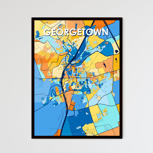 GEORGETOWN TEXAS Vibrant Colorful Art Map Poster Blue Orange