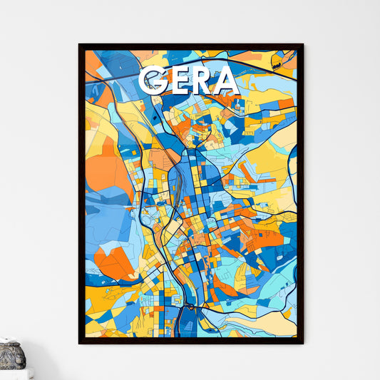 GERA GERMANY Vibrant Colorful Art Map Poster Blue Orange