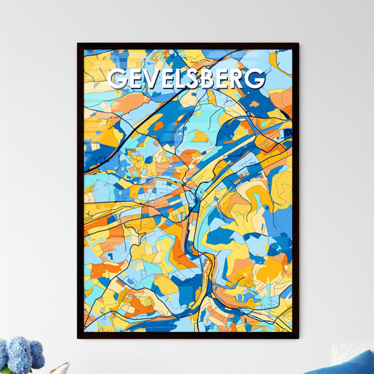 GEVELSBERG GERMANY Vibrant Colorful Art Map Poster Blue Orange