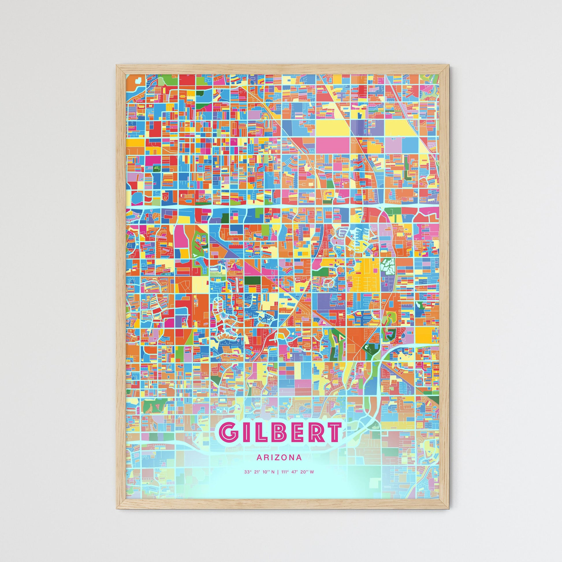 Colorful Gilbert Arizona Fine Art Map Crazy Colors
