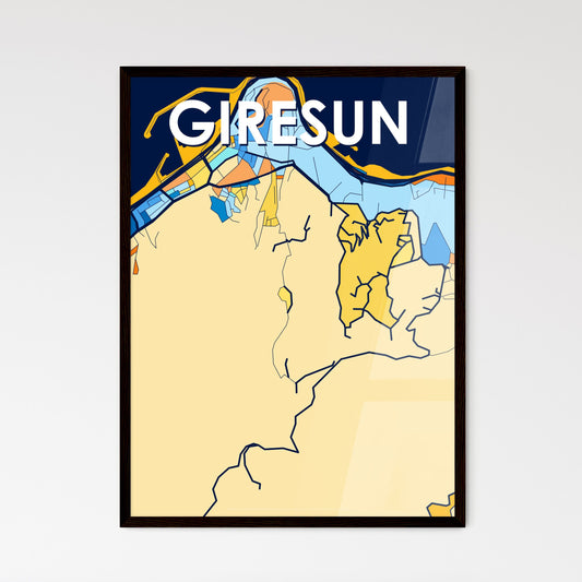 GIRESUN TURKEY Vibrant Colorful Art Map Poster Blue Orange