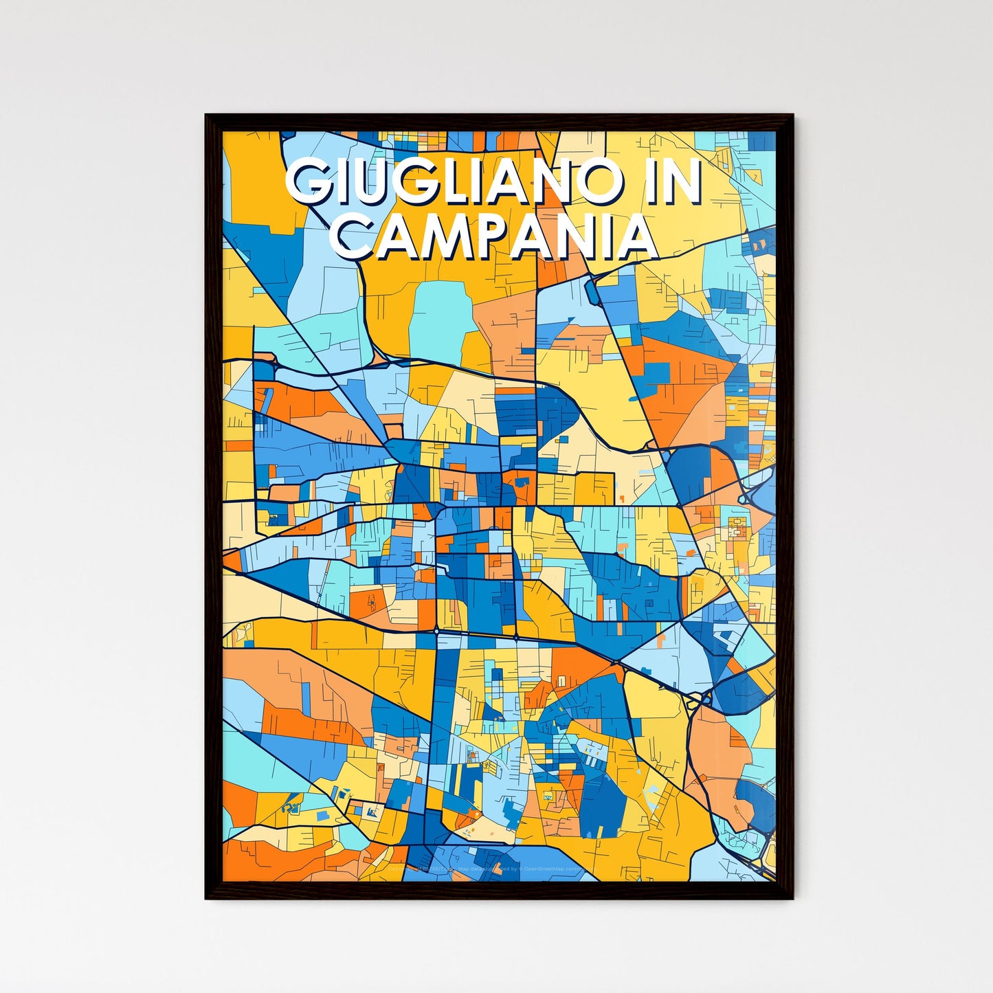 GIUGLIANO IN CAMPANIA ITALY Vibrant Colorful Art Map Poster Blue Orange