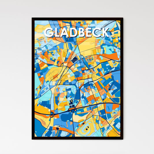 GLADBECK GERMANY Vibrant Colorful Art Map Poster Blue Orange