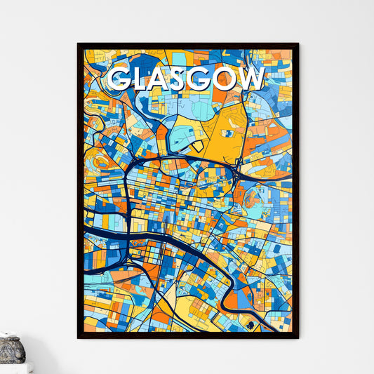 GLASGOW SCOTLAND Vibrant Colorful Art Map Poster Blue Orange