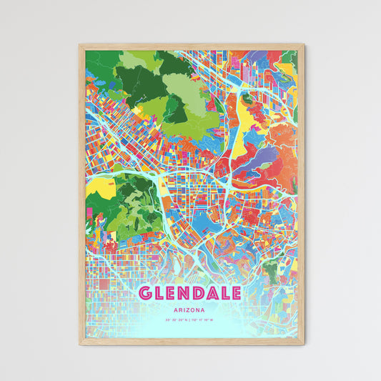 Colorful Glendale Arizona Fine Art Map Crazy Colors