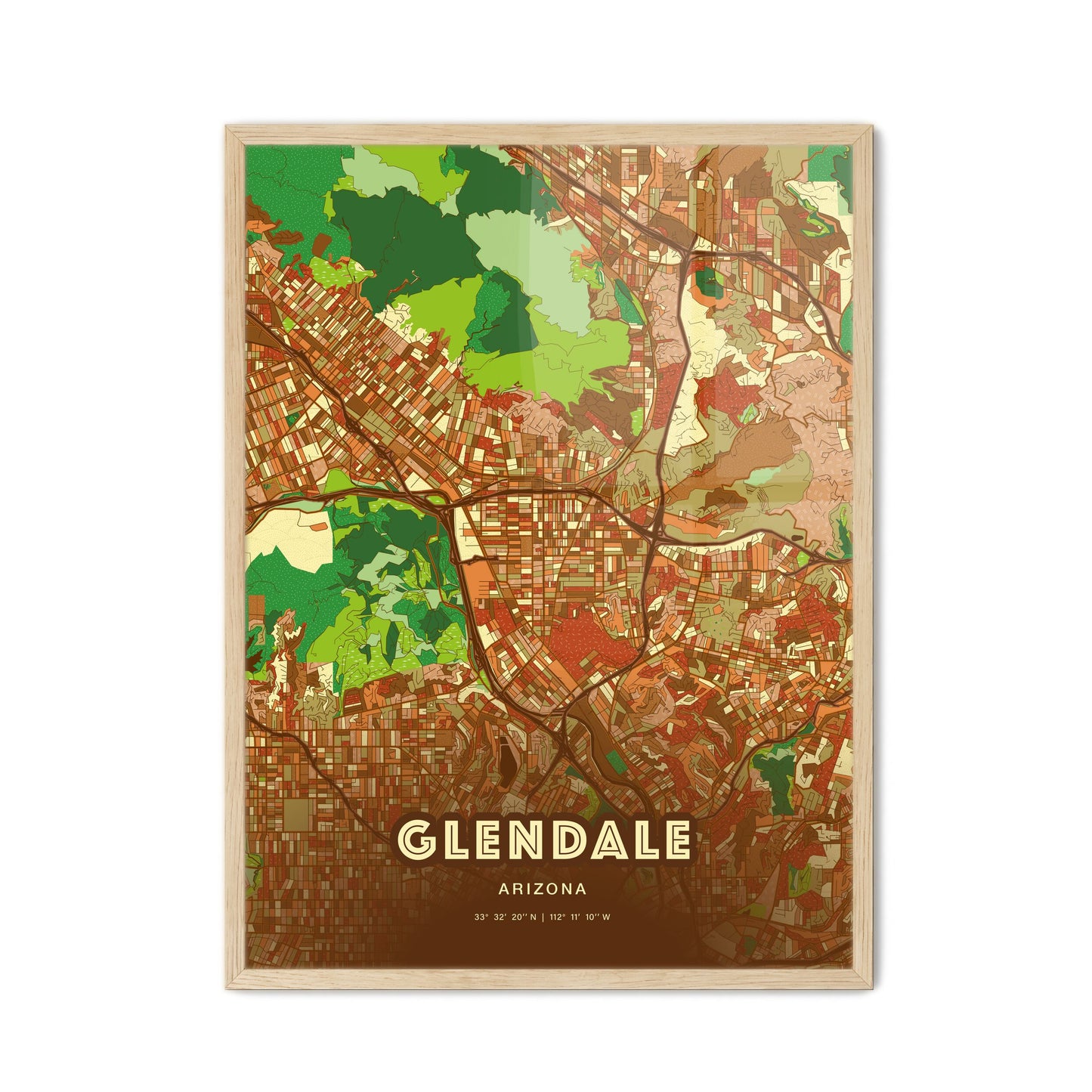 Colorful Glendale Arizona Fine Art Map Farmhouse