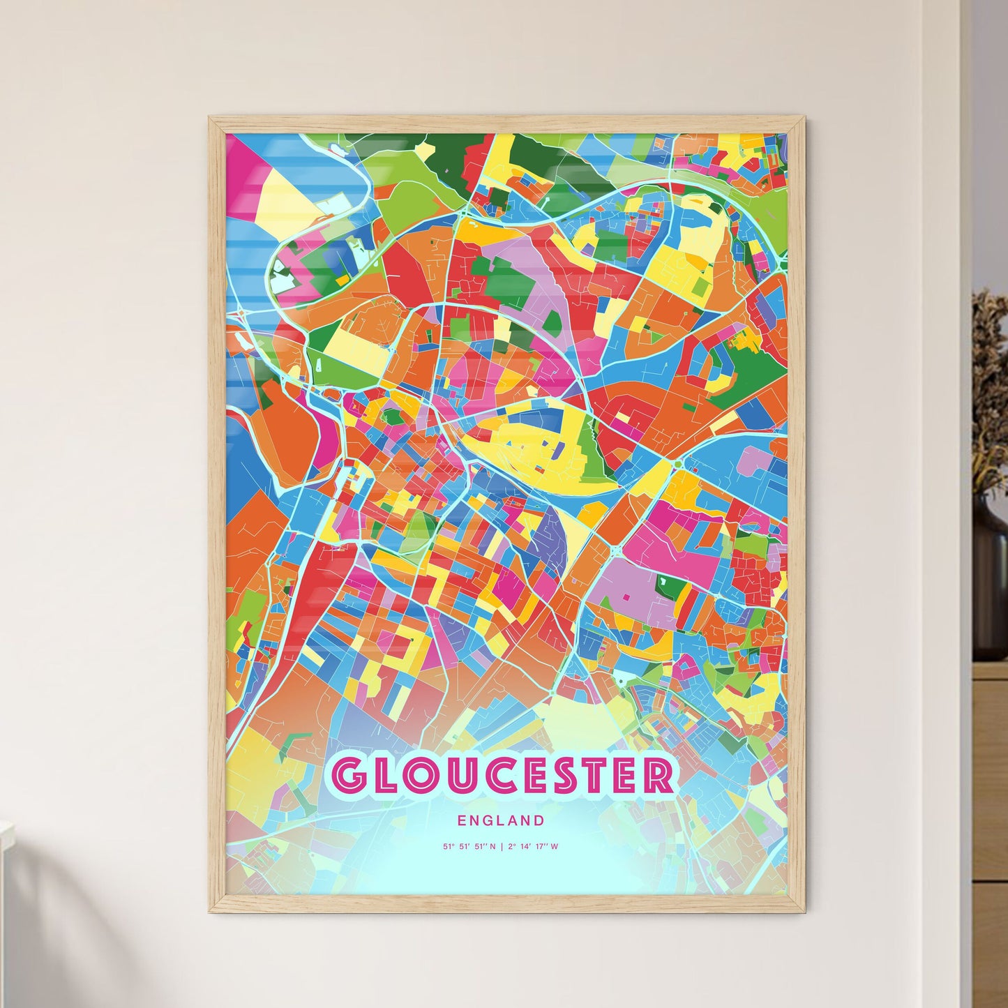 Colorful Gloucester England Fine Art Map Crazy Colors