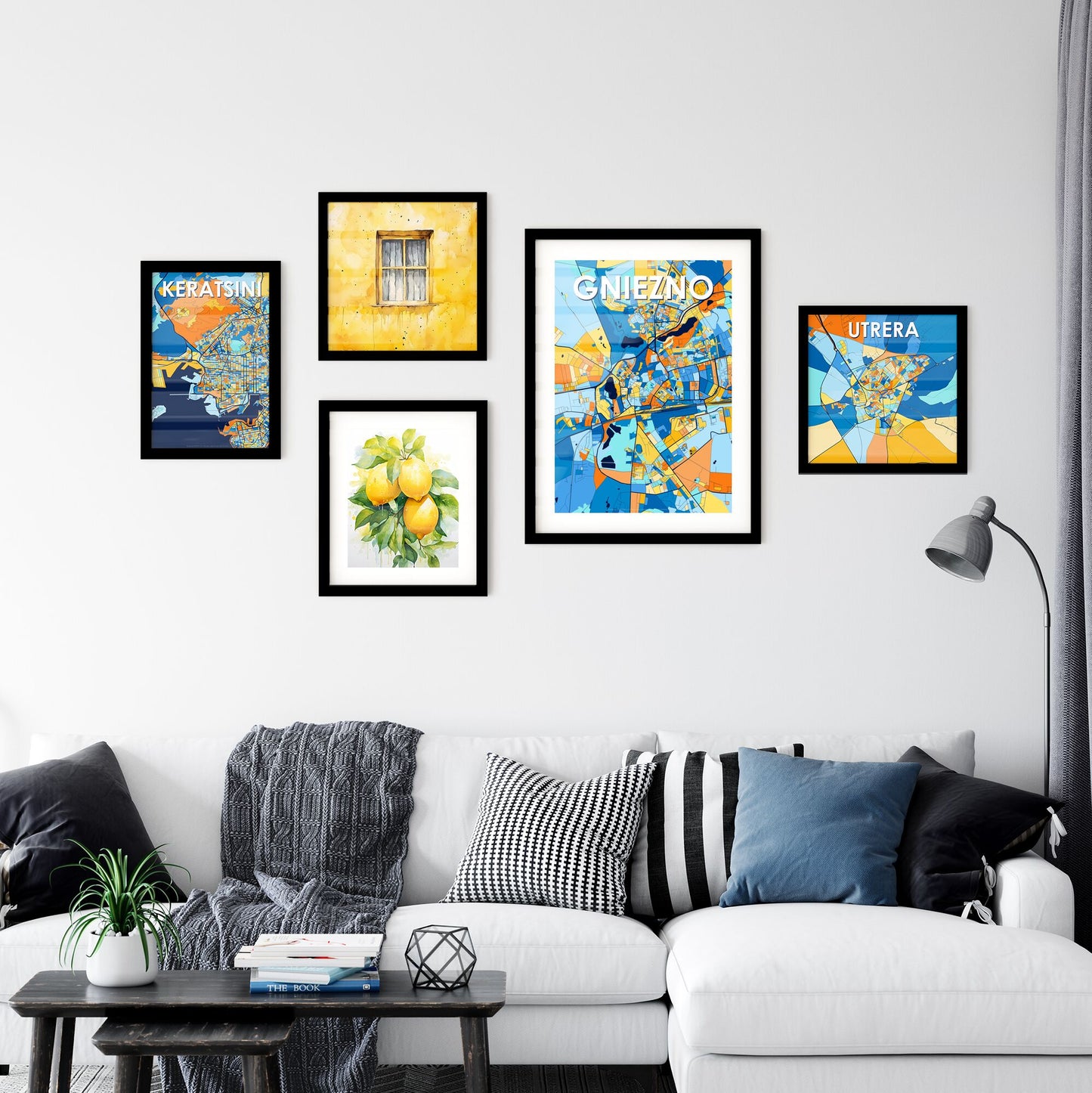 GNIEZNO POLAND Vibrant Colorful Art Map Poster Blue Orange