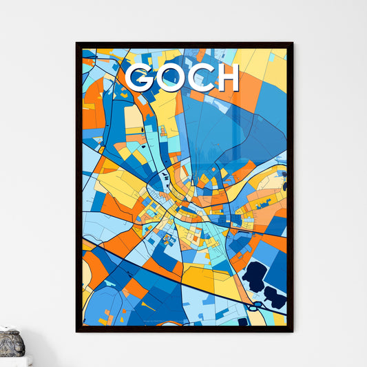 GOCH GERMANY Vibrant Colorful Art Map Poster Blue Orange