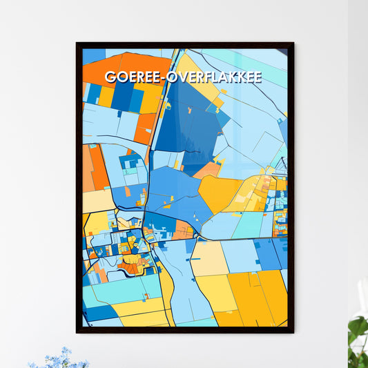 GOEREE-OVERFLAKKEE NETHERLANDS Vibrant Colorful Art Map Poster Blue Orange