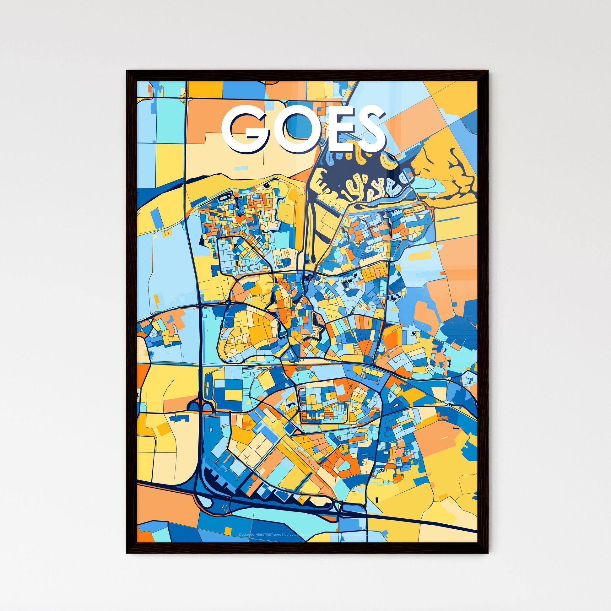 GOES NETHERLANDS Vibrant Colorful Art Map Poster Blue Orange