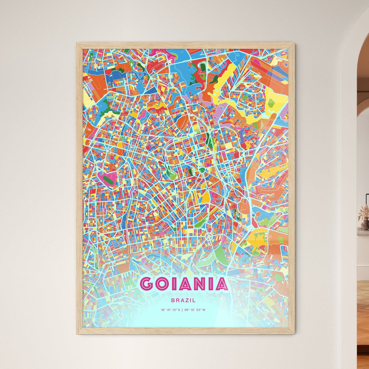 Colorful Goiania Brazil Fine Art Map Crazy Colors