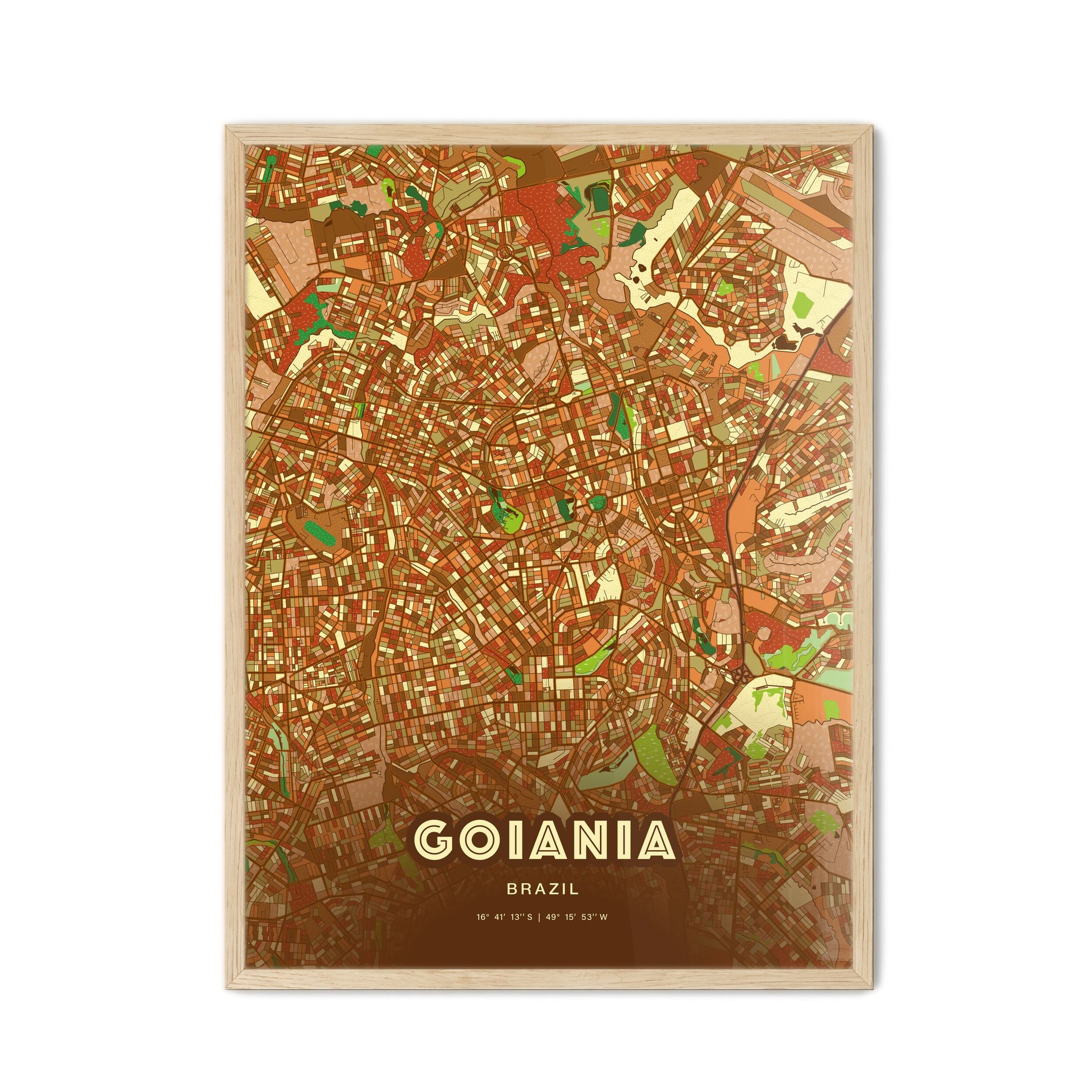 Colorful Goiania Brazil Fine Art Map Farmhouse