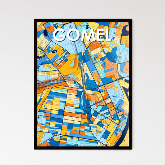 GOMEL BELARUS Vibrant Colorful Art Map Poster Blue Orange