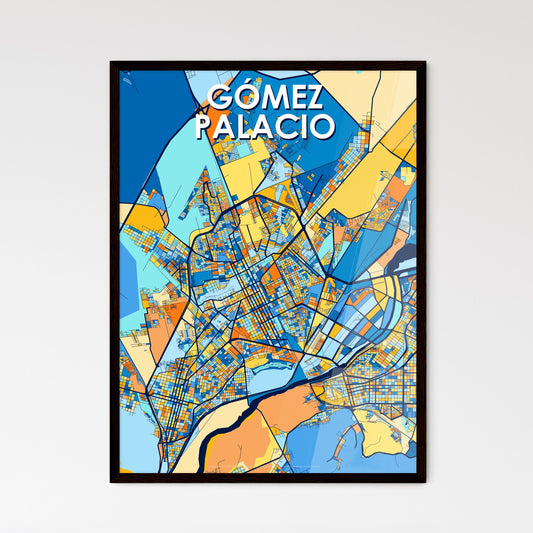 GÓMEZ PALACIO MEXICO Vibrant Colorful Art Map Poster Blue Orange