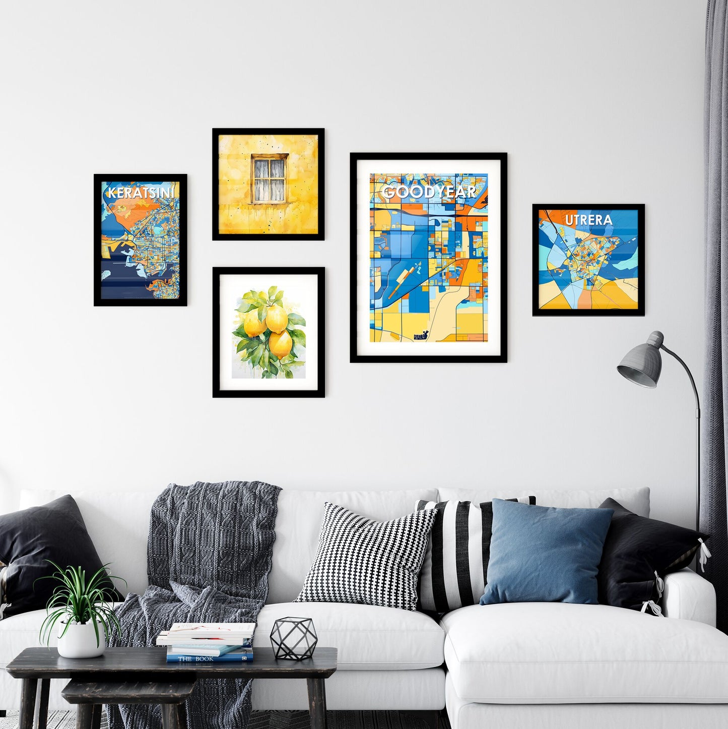 GOODYEAR ARIZONA Vibrant Colorful Art Map Poster Blue Orange