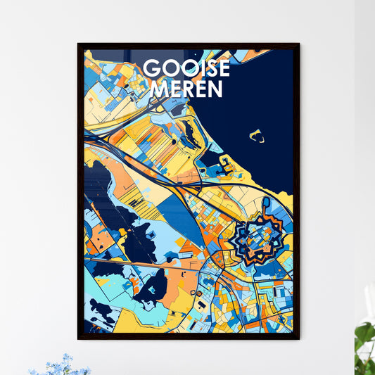 GOOISE MEREN NETHERLANDS Vibrant Colorful Art Map Poster Blue Orange