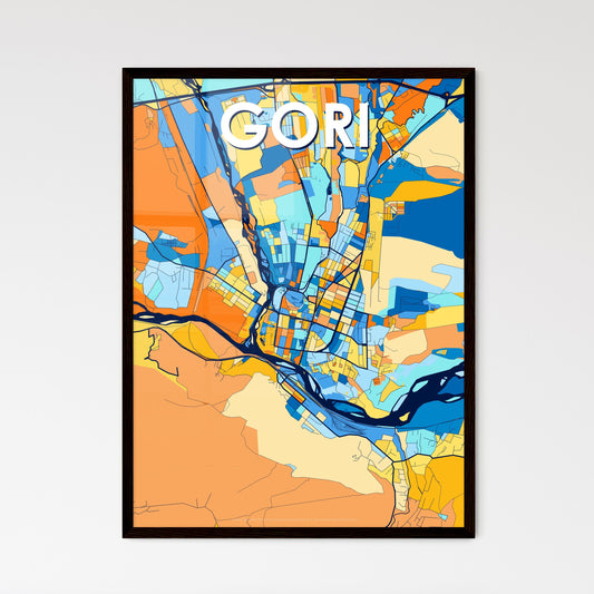GORI GEORGIA Vibrant Colorful Art Map Poster Blue Orange