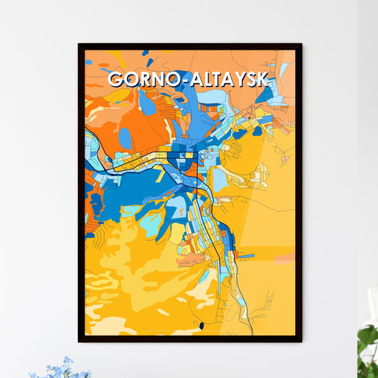 GORNO-ALTAYSK RUSSIA Vibrant Colorful Art Map Poster Blue Orange