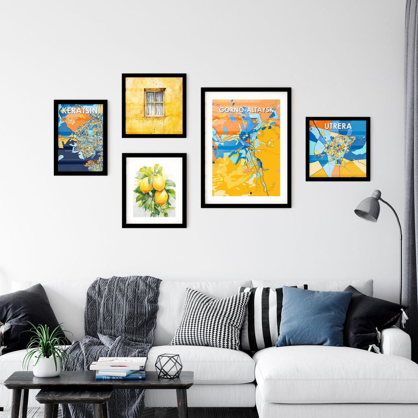 GORNO-ALTAYSK RUSSIA Vibrant Colorful Art Map Poster Blue Orange