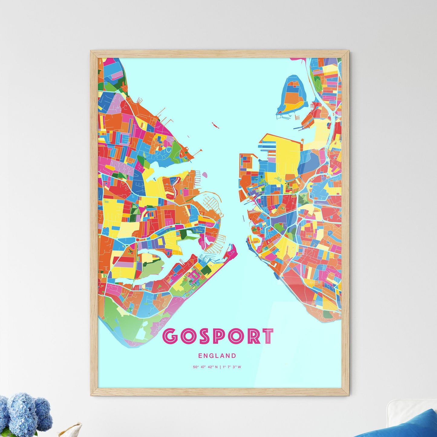 Colorful Gosport England Fine Art Map Crazy Colors