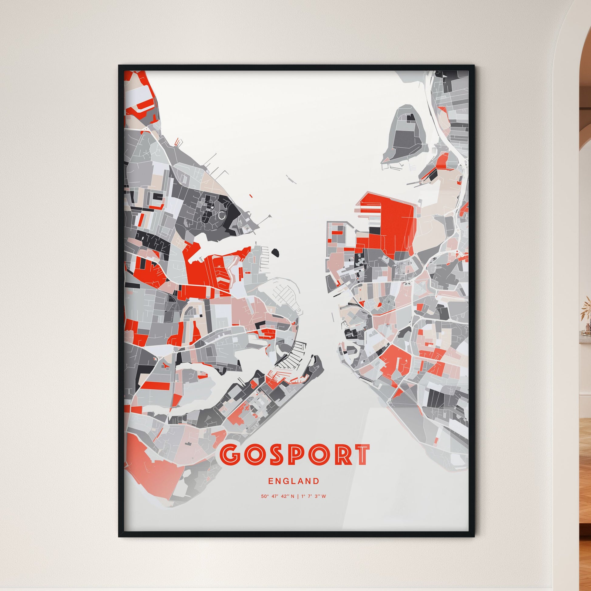 Colorful Gosport England Fine Art Map Modern Expressive