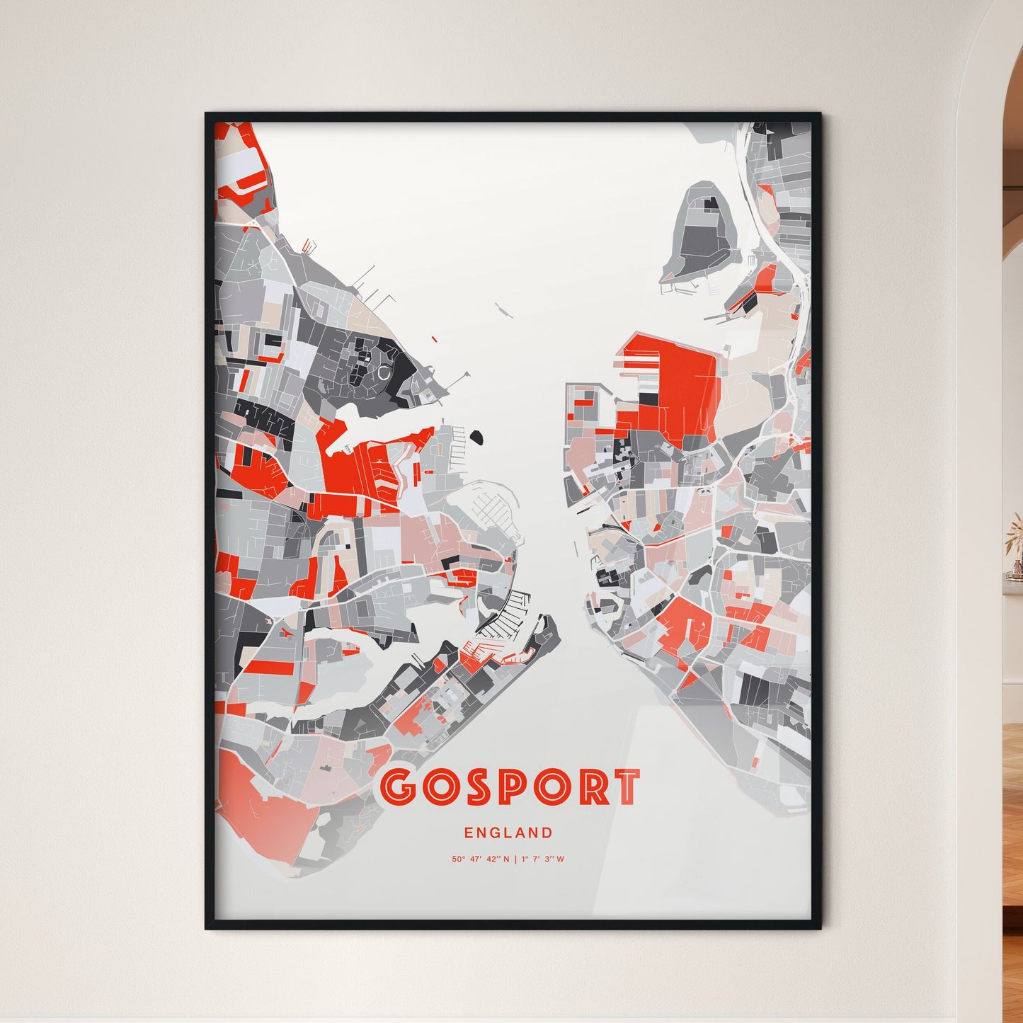 Colorful Gosport England Fine Art Map Modern Expressive