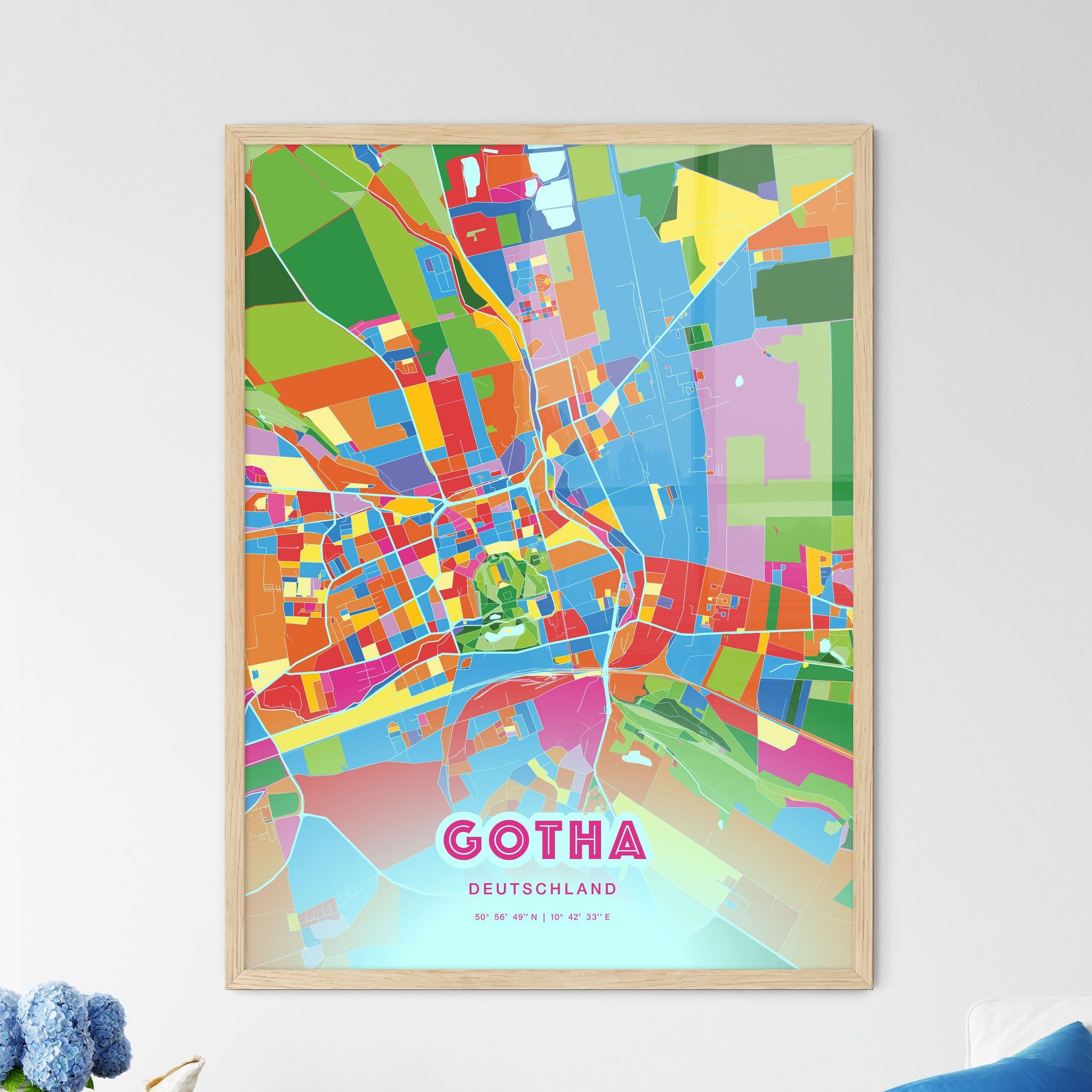 Colorful Gotha Germany Fine Art Map Crazy Colors