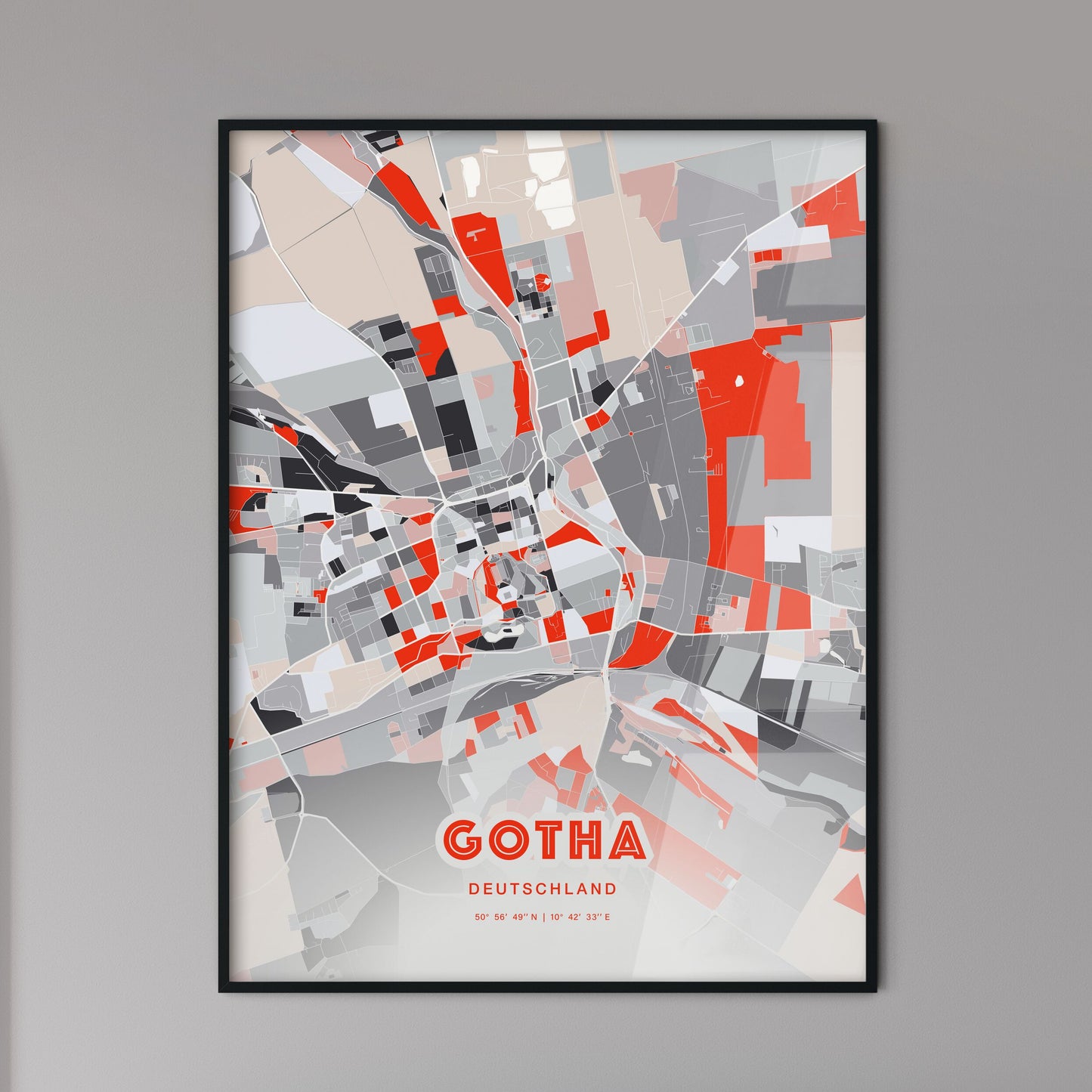 Colorful Gotha Germany Fine Art Map Modern Expressive