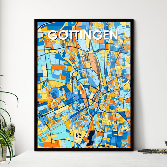 GOTTINGEN GERMANY Vibrant Colorful Art Map Poster Blue Orange