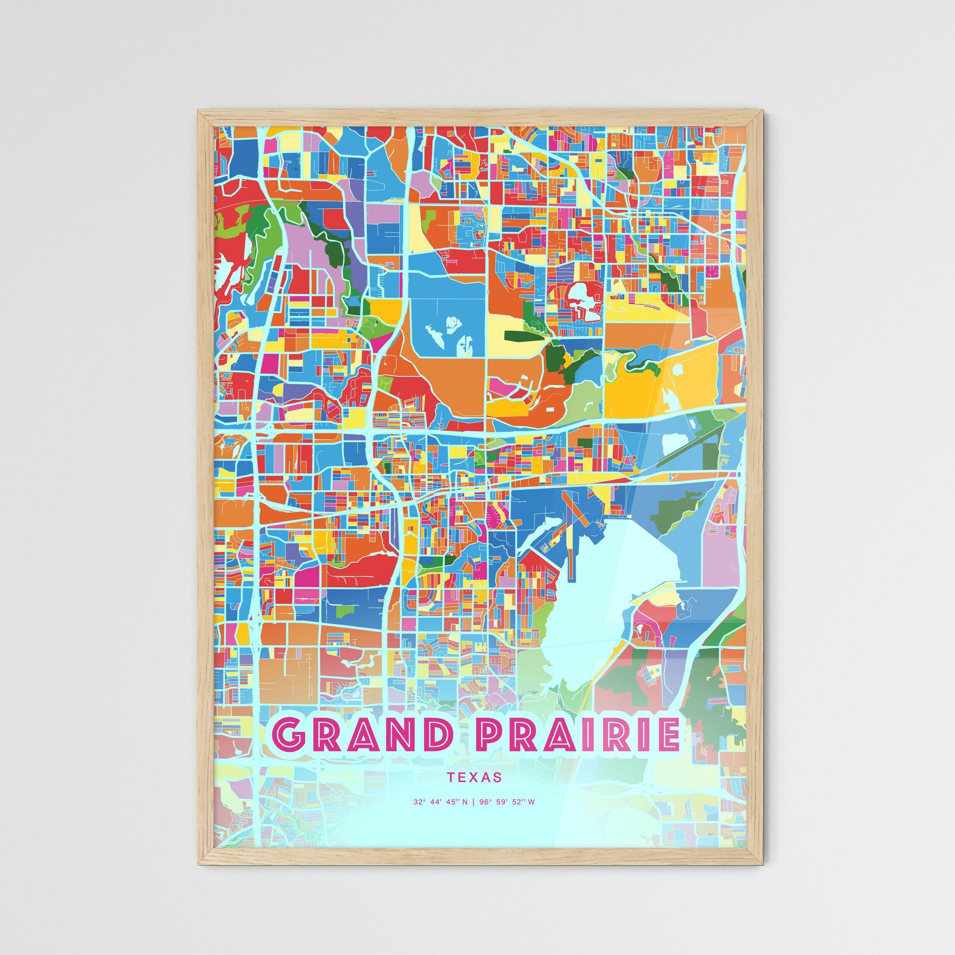 Colorful Grand Prairie Texas Fine Art Map Crazy Colors