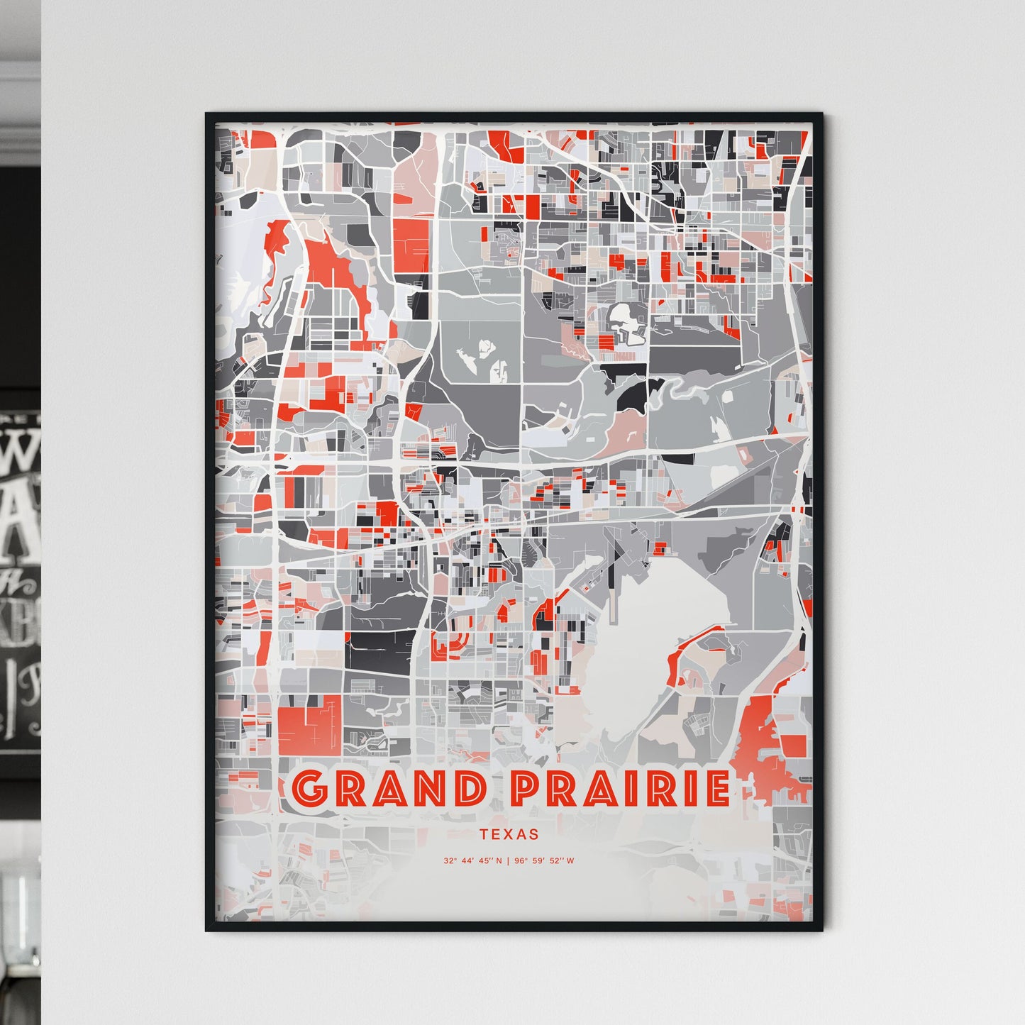 Colorful Grand Prairie Texas Fine Art Map Modern Expressive