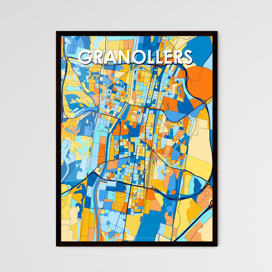 GRANOLLERS SPAIN Vibrant Colorful Art Map Poster Blue Orange