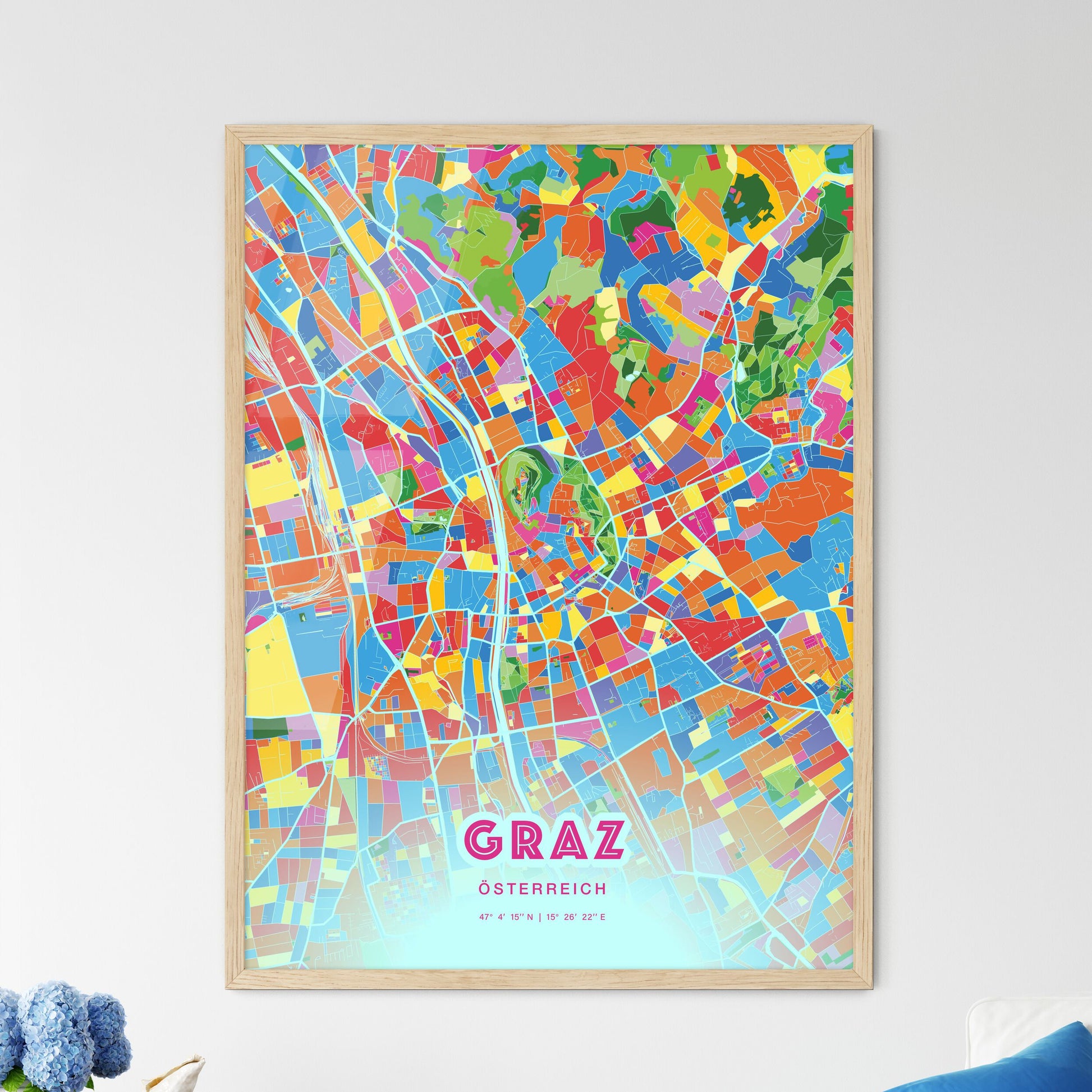 Colorful Graz Austria Fine Art Map Crazy Colors