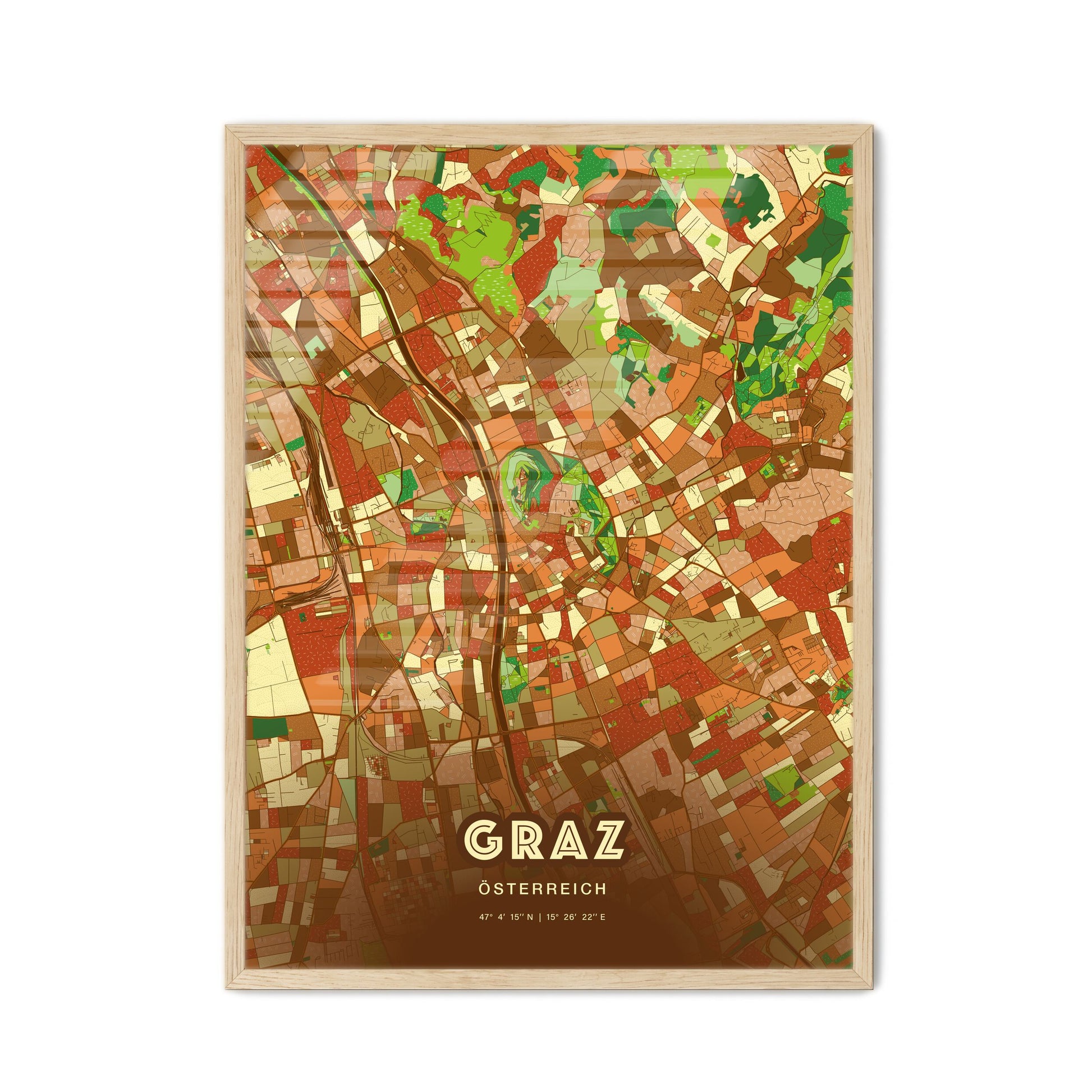 Colorful Graz Austria Fine Art Map Farmhouse