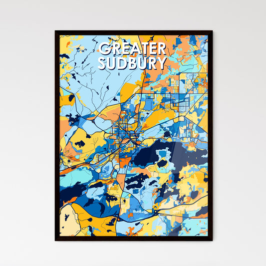 GREATER SUDBURY CANADA Vibrant Colorful Art Map Poster Blue Orange