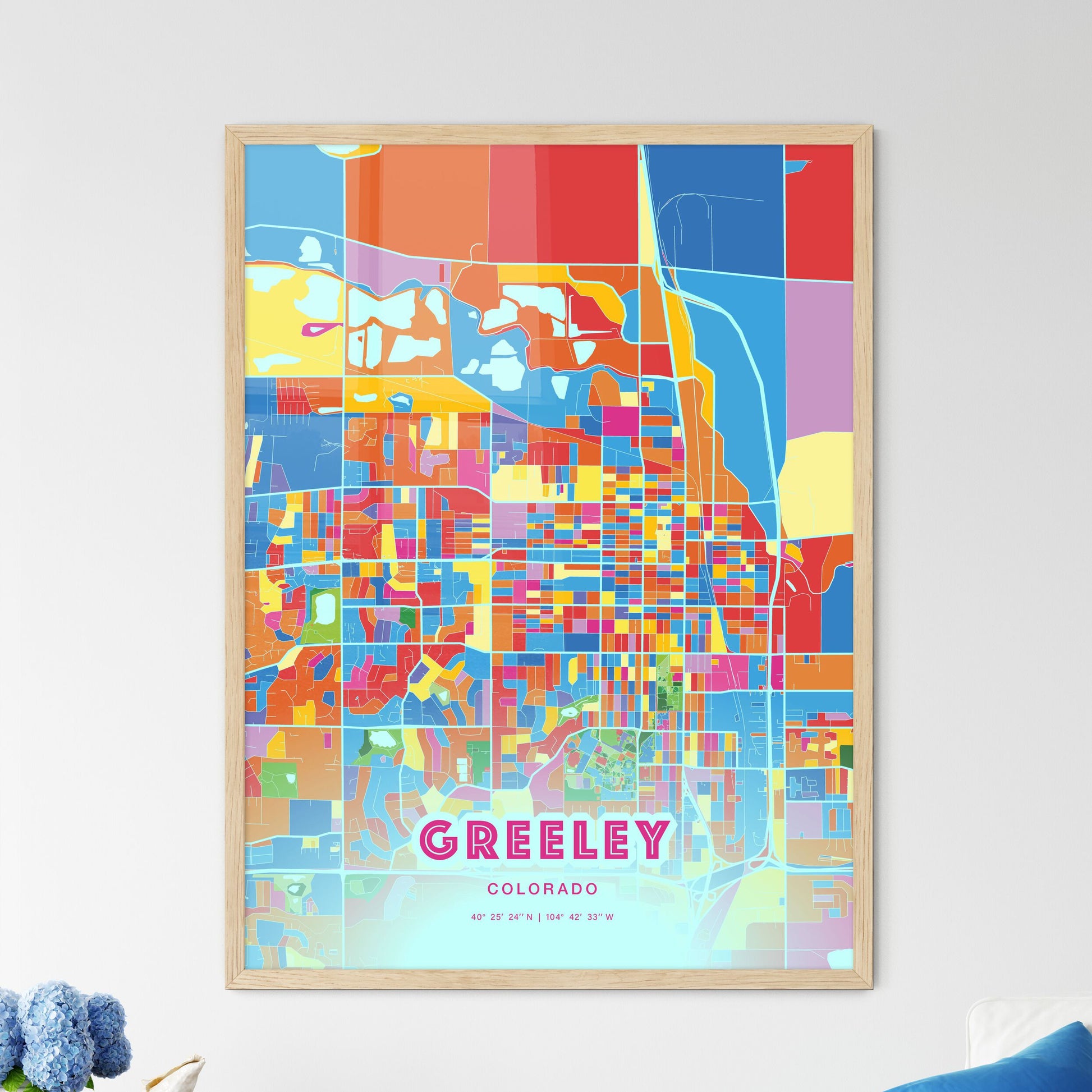 Colorful Greeley Colorado Fine Art Map Crazy Colors