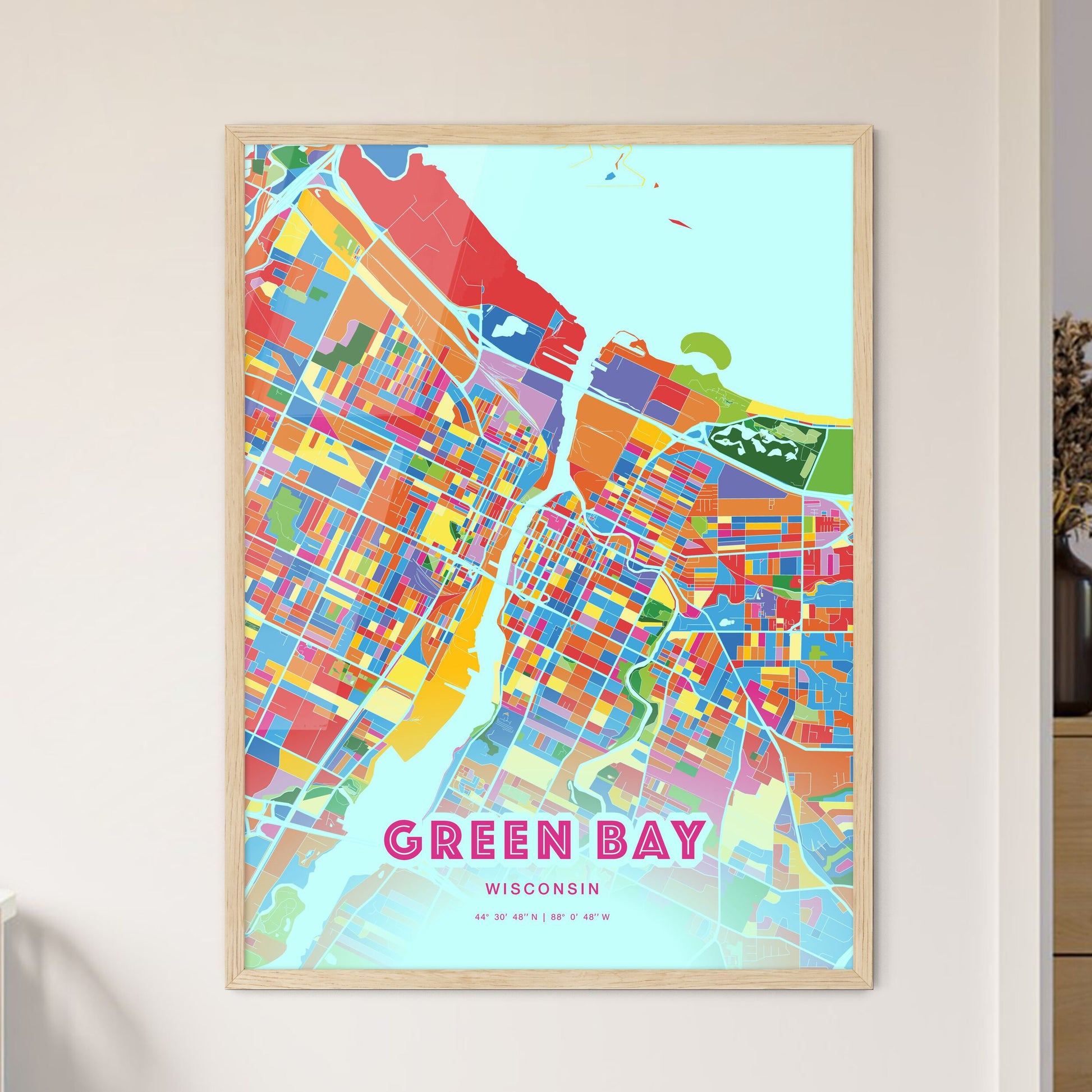 Colorful Green Bay Wisconsin Fine Art Map Crazy Colors
