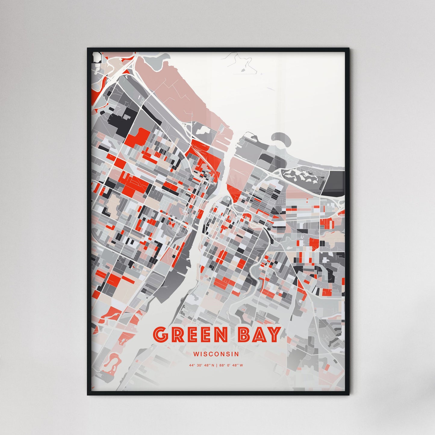 Colorful Green Bay Wisconsin Fine Art Map Modern Expressive