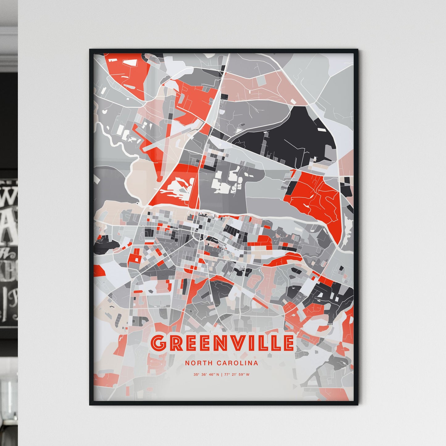 Colorful Greenville North Carolina Fine Art Map Modern Expressive