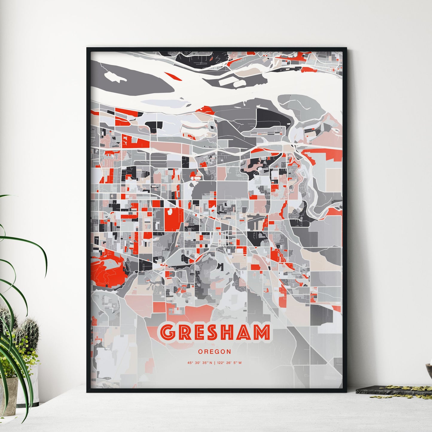 Colorful Gresham Oregon Fine Art Map Modern Expressive
