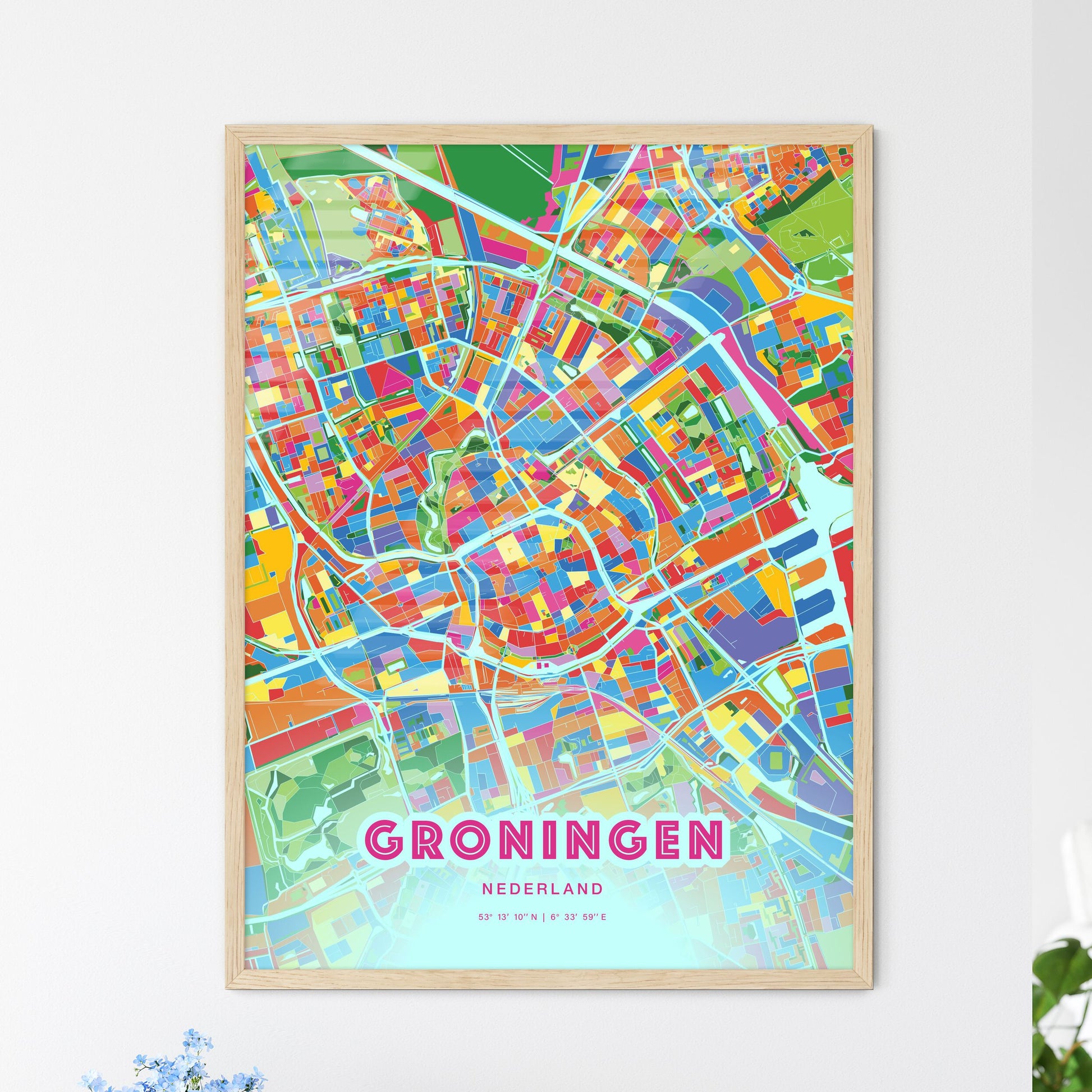 Colorful Groningen Netherlands Fine Art Map Crazy Colors