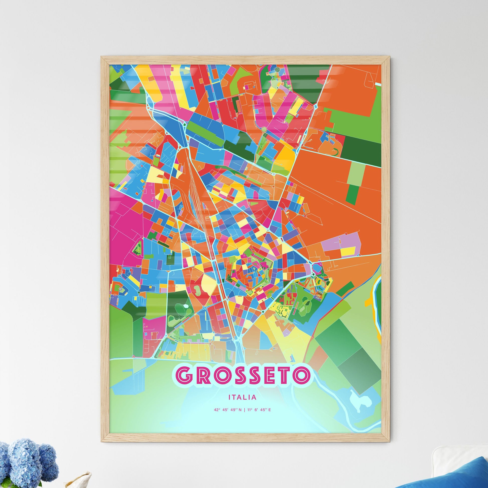 Colorful Grosseto Italy Fine Art Map Crazy Colors