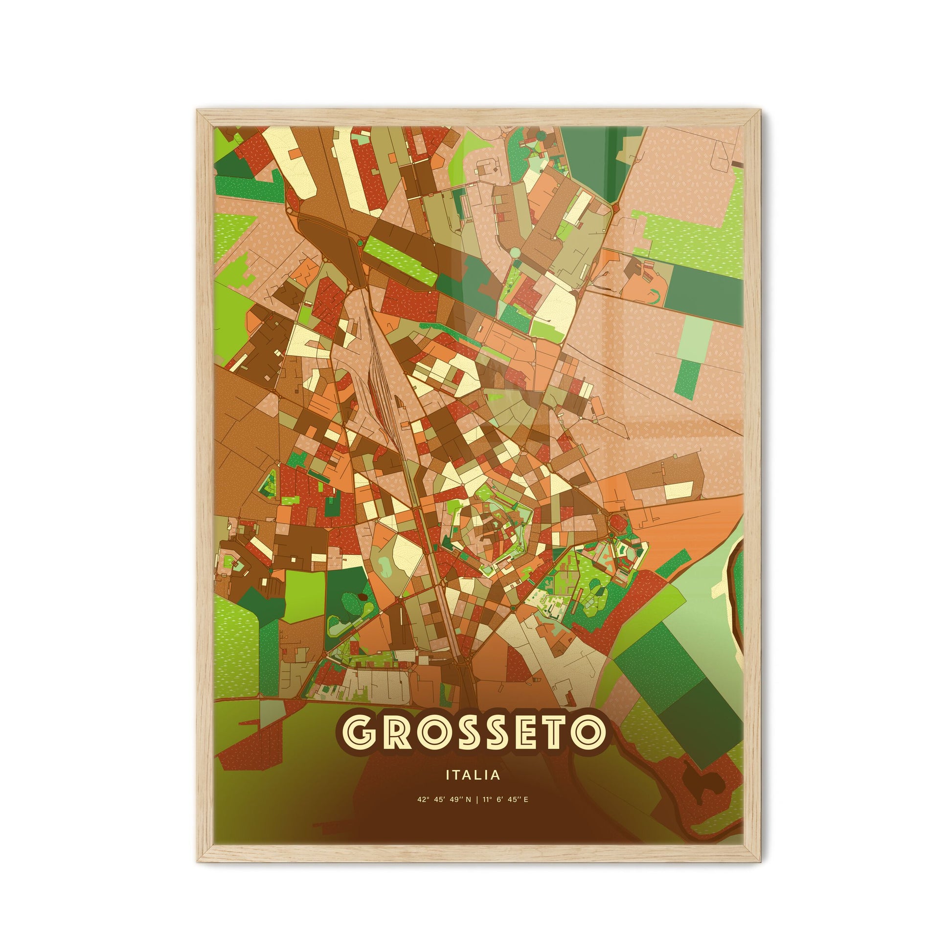 Colorful Grosseto Italy Fine Art Map Farmhouse
