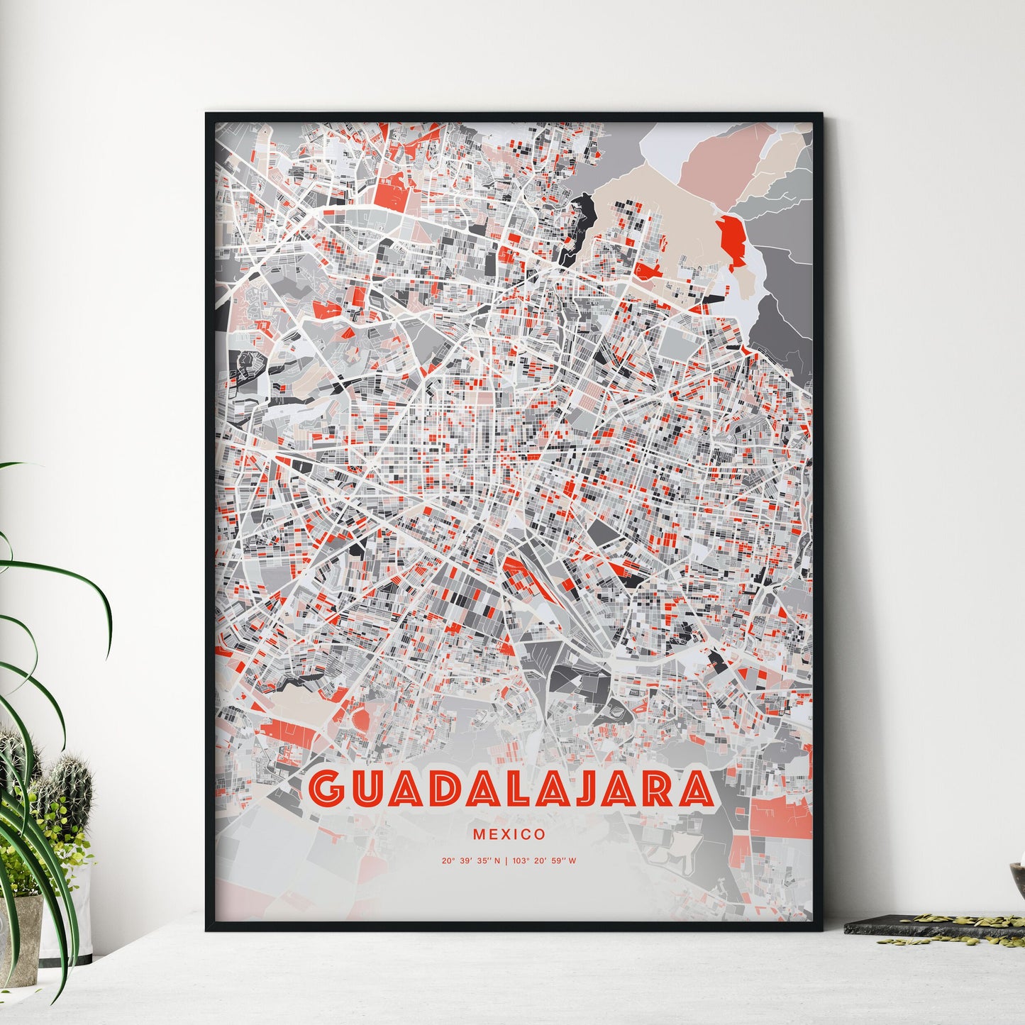 Colorful Guadalajara Mexico Fine Art Map Modern Expressive