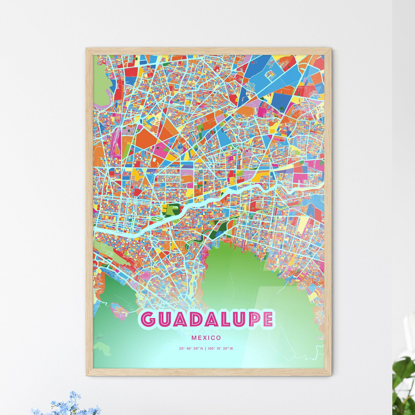 Colorful Guadalupe Mexico Fine Art Map Crazy Colors