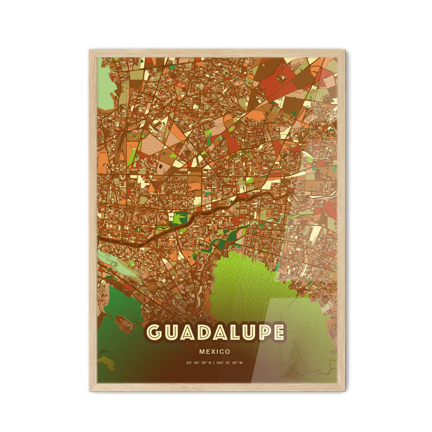 Colorful Guadalupe Mexico Fine Art Map Farmhouse